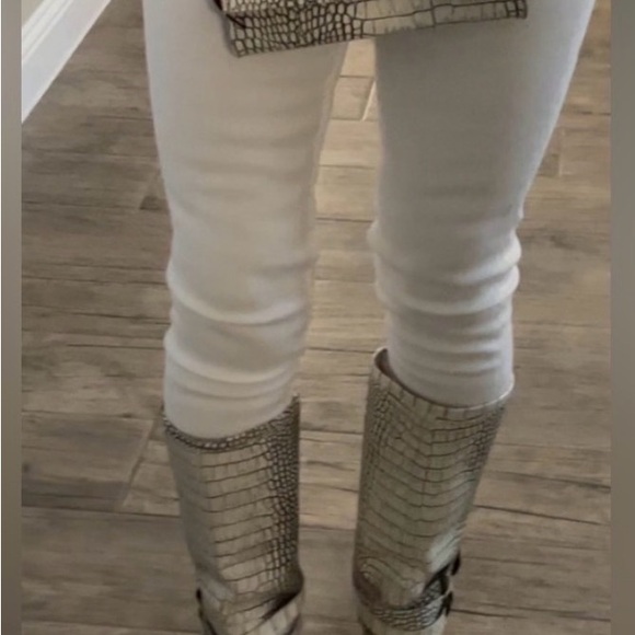 Freebird by Steven Textured Cream Heeled Boots - Picture 4 of 7